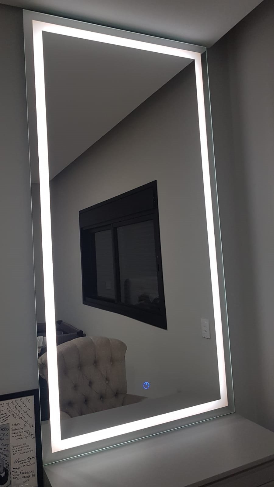 Espelho com Luz de Led 80x80x Touch Screen Branco Neutro