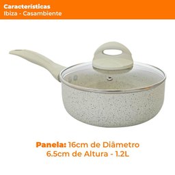 Panela Antiaderente Revestimento Cerâmico Ibiza Vanilla 16cm - Casambiente - 7