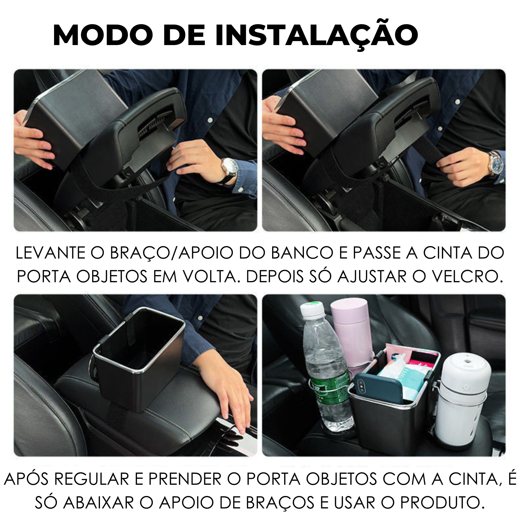 Caixa De Acessorio Porta Lenços Copo Garrafa Para Carro Preto:PRETO ...