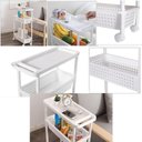 Ver imagem 4 de Carrinho Organizador 3 Prateleiras Rack Multiuso Varanda Banheiro Brinquedos Quarto Estante Branco