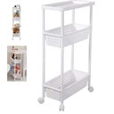 Ver imagem 2 de Carrinho Organizador 3 Prateleiras Rack Multiuso Varanda Banheiro Brinquedos Quarto Estante Branco