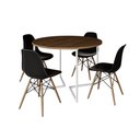 Ver imagem 2 de Mesa Jantar Industrial Redonda 110cm Amêndoa Base V Ferro Branco com 4 Cadeiras Eames Preta Base Mad