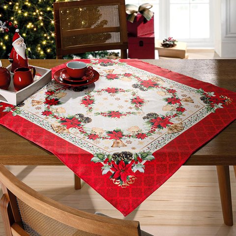 Toalha Centro Mesa Quadrada Renova Dohler 78x78cm Natal 116