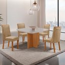 Ver imagem 1 de Mesa de Jantar Olimpia 90cm Tampo MDF Vidro Canto Copo com 4 Cadeiras Yasmin