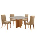 Ver imagem 2 de Mesa de Jantar Olimpia 90cm Tampo MDF Vidro Canto Copo com 4 Cadeiras Yasmin