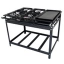 Ver imagem 1 de Fogão Industrial 4 Bocas 30x30 Perfil 7 de Alta Pressão Chapa Bifeteira