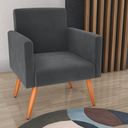 Ver imagem 1 de Poltrona Lyon Cinza em Veludo 64cm com Espuma D20 para Sala Quarto e Escritório