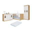 Ver imagem 1 de Quarto de Bebê Completo C/ Berço Americano 3 em 1 Colchão Doçura Multimóveis Mp4674 Madeirado/
