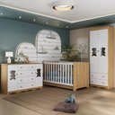 Ver imagem 2 de Quarto de Bebê Completo C/ Berço Americano 3 em 1 Colchão Doçura Multimóveis Mp4674 Madeirado/