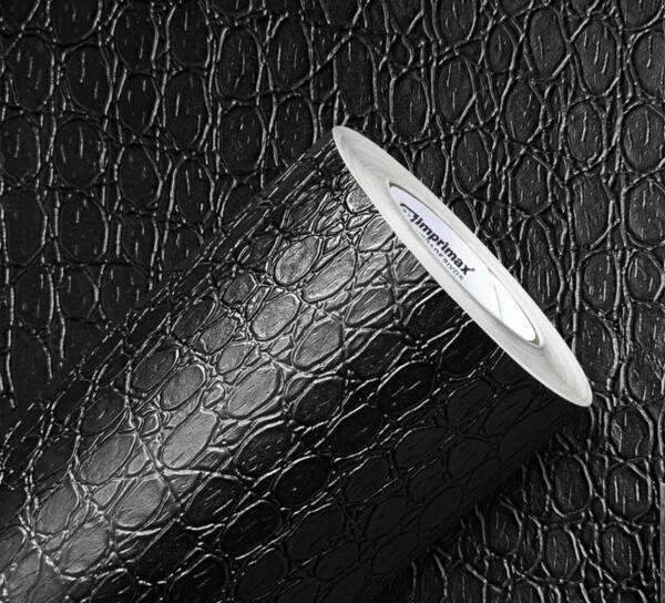 Papel Vinílico Adesivo Couro Preto 1 Mt X 60 Cm - Premium - 1