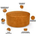 Ver imagem 3 de Puff Redondo Orgânico para Living 90cm Lola W01 Couríssimo Whisky - Lyam Decor
