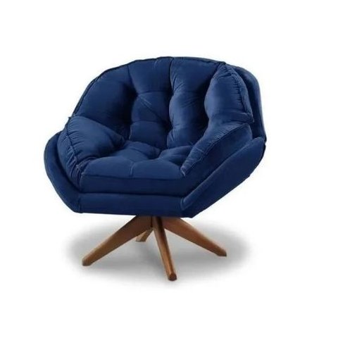 Poltrona Decorativa Califórnia com Base Giratória Suede - Azul Marinho