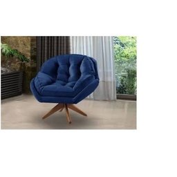 Poltrona Decorativa Califórnia com Base Giratória Suede - Azul Marinho - 2