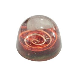 Orgonite Semi-esférico Vermelho e Verde com Quartzo Rosa - 1
