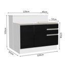 Ver imagem 4 de Ilha de Cozinha com Bancada e Balcão 120 Cm Branco/preto Glamy Madesa Branco/preto