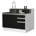 Ver imagem 5 de Ilha de Cozinha com Bancada e Balcão 120 Cm Branco/preto Glamy Madesa Branco/preto