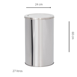 Lixeira em Aço Inox 27l Basculante Redonda 24x60 - 3