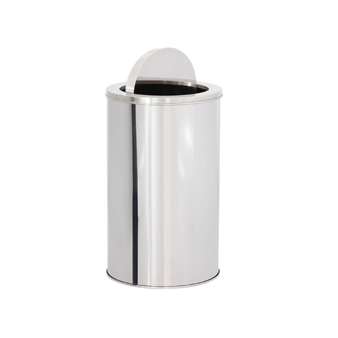 Lixeira em Aço Inox 27l Basculante Redonda 24x60