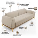 Ver imagem 4 de Sofá 03 Lugares Para Sala de Estar Kiev 210 cm D02 Linho Bege C-107 - Lyam Decor