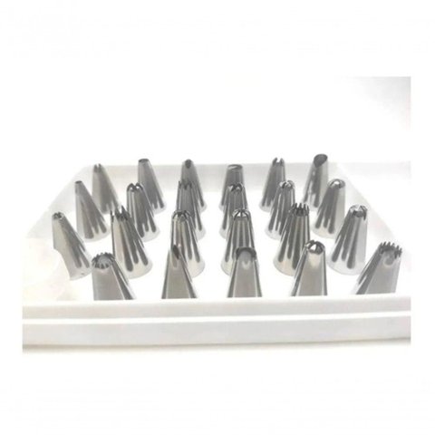 Kit Confeiteiro 23 Bicos Inox 1 Saco Decoração Bolo Cupcake