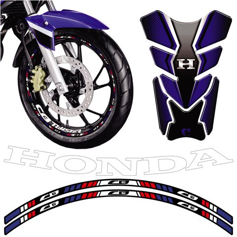 Combo Protetor Adesivo Tanque e Aro Moto Cb Twister 250 Azul Cobra Motoparts