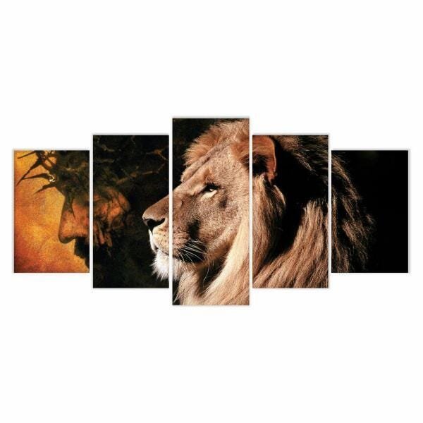 Quadro Decorativo Jesus Leão De Juda Perfil Hd 129X61 - 1