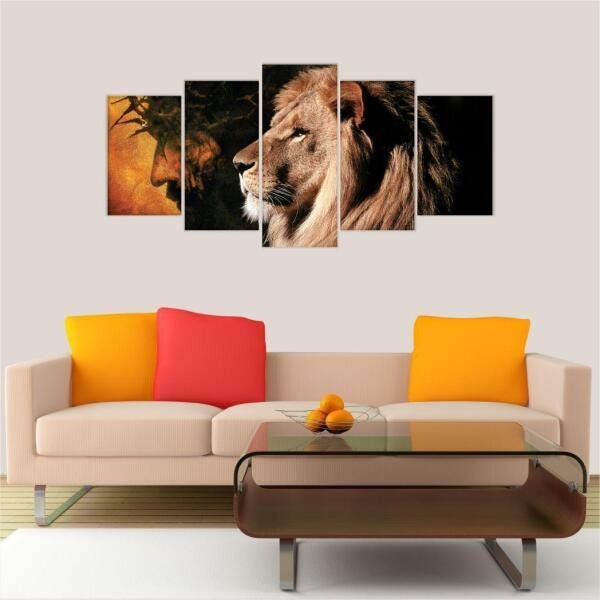 Quadro Decorativo Jesus Leão De Juda Perfil Hd 129X61 - 2