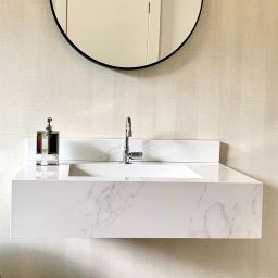 BANCADA EM PORCELANATO COM CUBA ESCULPIDA 80X48 - 2
