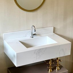 BANCADA EM PORCELANATO COM CUBA ESCULPIDA 80X48 - 1