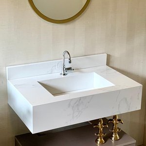 BANCADA EM PORCELANATO COM CUBA ESCULPIDA 80X48