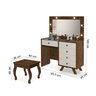 Penteadeira com Porta Joias 5 Gavetas e Banqueta Lótus Malbec/off White - 2