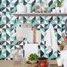 Papel de Parede Adesivo Lavável Triângulos Preto e Verde Quarto Sala 3m - 3