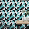 Papel de Parede Adesivo Lavável Triângulos Preto e Verde Quarto Sala 3m - 1