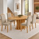 Ver imagem 1 de Conjunto de Sala de Jantar 6 Lugares Mesa Orgânica e Cadeiras Carol Cinamomo e Bege