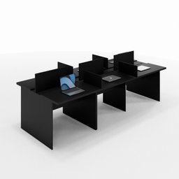 Mesa Escritório Plataforma 6 Lugares 2,70x1,20 Preto Inteira! - 2