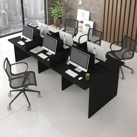 Mesa Escritório Plataforma 6 Lugares 2,70x1,20 Preto Inteira!