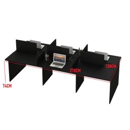Mesa Escritório Plataforma 6 Lugares 2,70x1,20 Preto Inteira! - 5