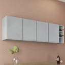 Ver imagem 1 de Armário de Cozinha Aéreo Nevada com Nicho 180cm 4 Portas Cinza Claro - Lumil Lumil Móveis