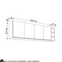 Ver imagem 4 de Armário de Cozinha Aéreo Nevada com Nicho 180cm 4 Portas Cinza Claro - Lumil Lumil Móveis