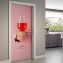 Ver imagem 1 de Adesivo Para Porta Cozinha Mão Segurando Taça De Vinho- 93X210Cm