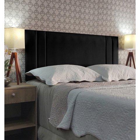 Cabeceira Cama King Siena Double Suede Preto 60 Rbl
