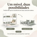 Ver imagem 6 de Treliche Madeira Maciça - Vira 2 Camas - com Colchões Inclusos Multimóveis CR35682 Branco