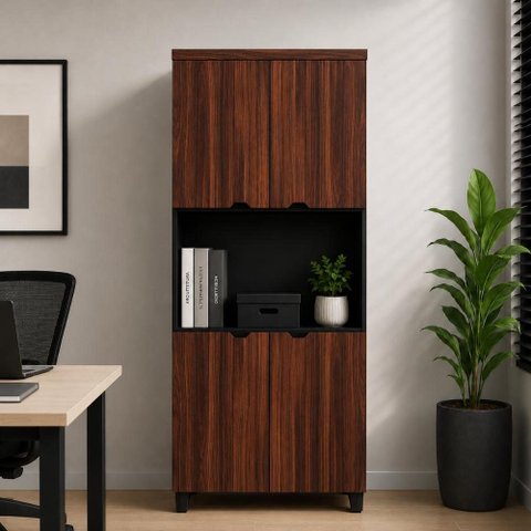 Armário Alto Estante para Escritório com 4 Portas e Prateleiras 80 x 45 x 160 cm F5 Office