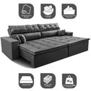 Ver imagem 4 de Sofá Retrátil e Reclinável 3,12m Luxos Cama Inbox Velusoft Cinza