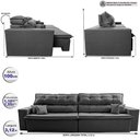 Ver imagem 3 de Sofá Retrátil e Reclinável 3,12m Luxos Cama Inbox Velusoft Cinza