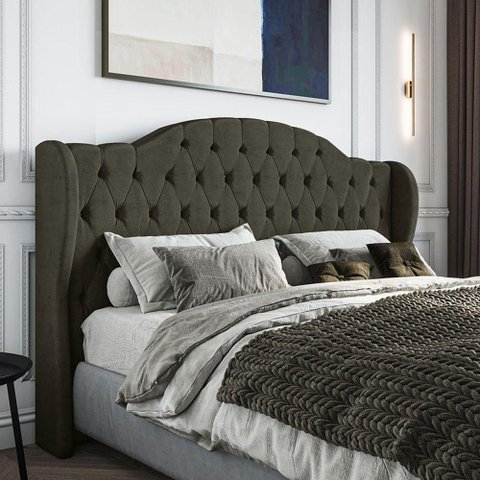 Cabeceira Estofada Queen 160 Cm Cristal Veludo Marrom