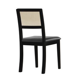 Cadeira Estofada Tecido Sintético Preto Encosto em Tela Sextavada Rubi Madeira Maciça Preto - 3