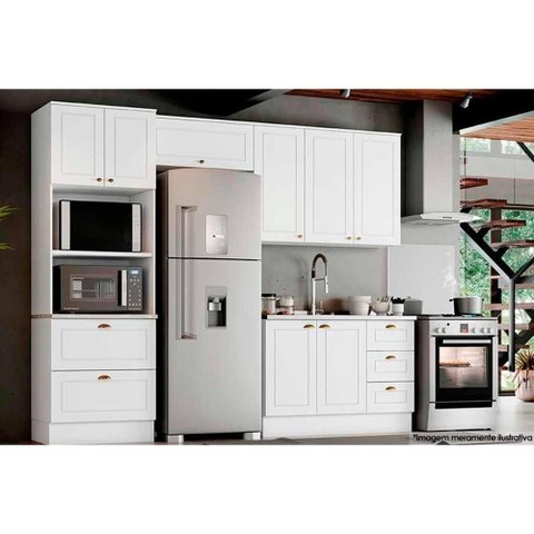 Cozinha Modulada Henn Americana 4 Peças (2 Armários + 1 Balcão + 1 Paneleiro) C4p11 Branco