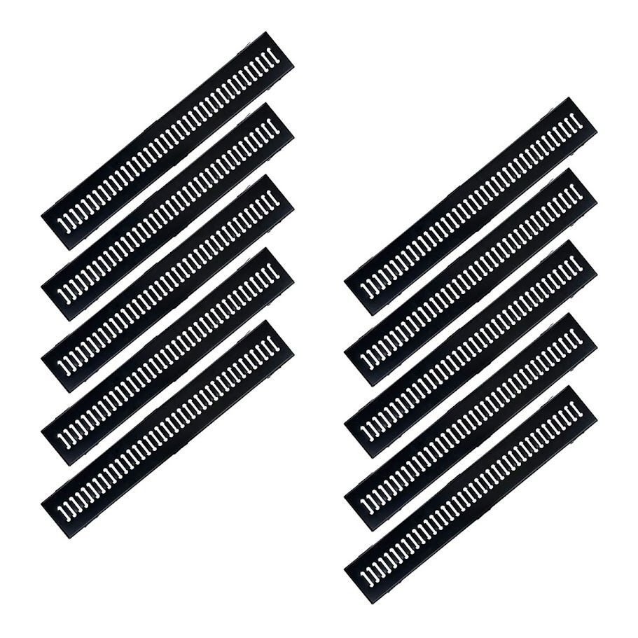 Kit 10 Ralo Grelha e Caixilho Aço Galvanizado Preto 15x100cm