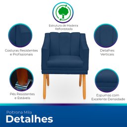 Poltrona Cadeira para Sala Confortável e Moderna Mila Suede - 3